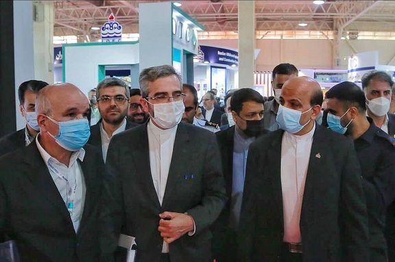 Iran's chief nuclear negotiator Ali Bagheri Kani surrounded by aides. May 15, 2022