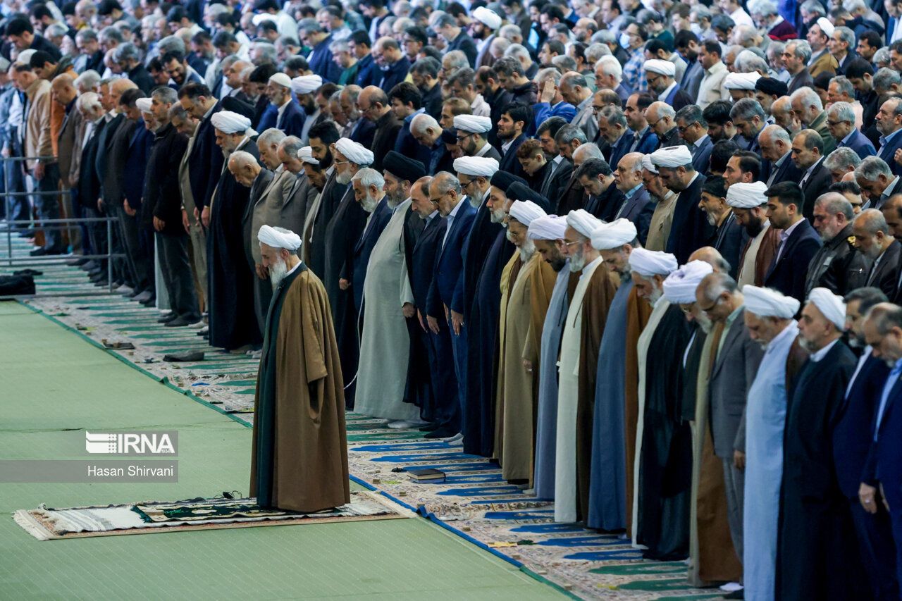 Kazem Sedighi leading Tehran’s Friday prayer on the last Friday of the Iranian year on March 15, 2024 