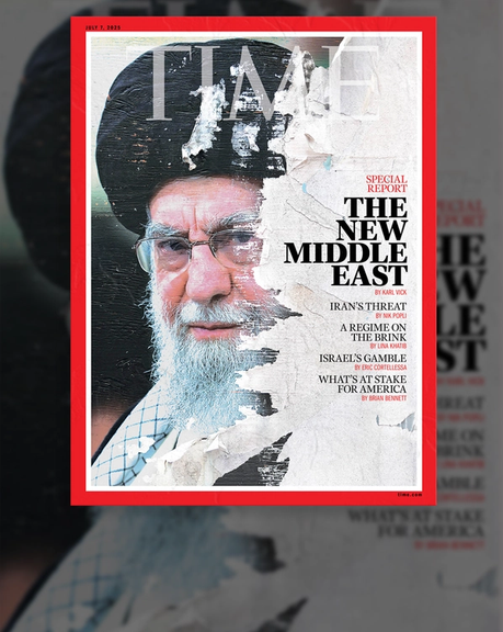"الشرق الأوسط الجديد" على غلاف مجلة تايم مع صورة ممزقة لخامنئي