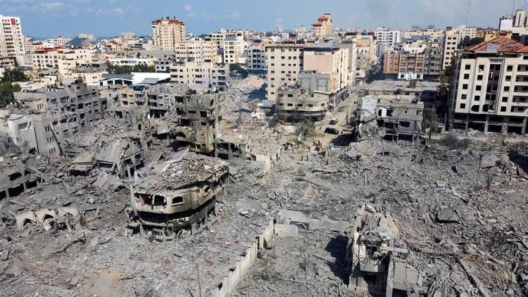 Destruction in Gaza after Israel's retaliatory invasion. Undated