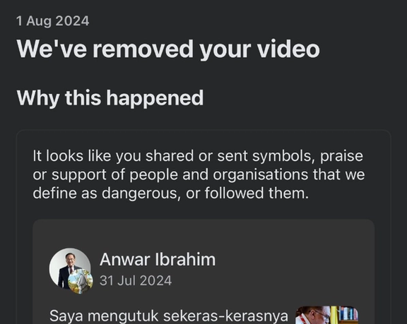 متا پستهای نخستوزیر مالزی در حمایت از هنیه را حذف کرد