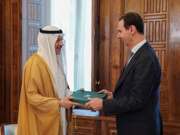 Syria's President Bashar al-Assad receives an invitation from Saudi Arabia's King Salman bin Abdulaziz through Saudi Ambassador to Jordan Naif Bin Bandar Al-Sudairi on May 10, 2023
