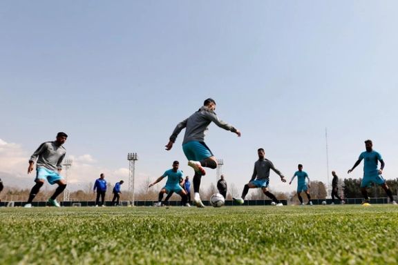 The Iranian football squad, known as Team Melli, during a training session