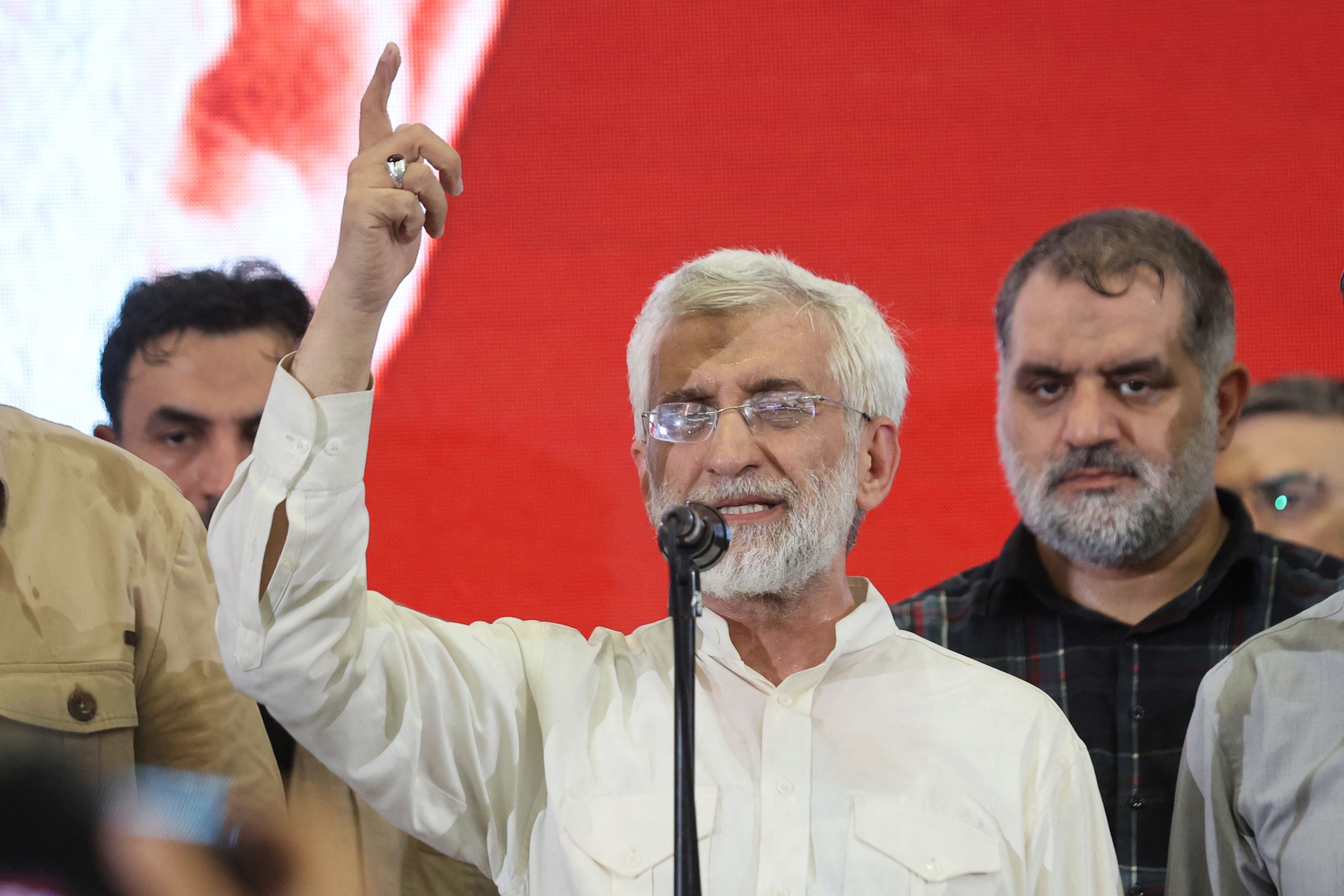 Saeed Jalili speaks during a campaign event in Tehran, Iran, July 3, 2024.
