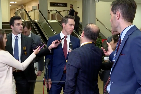 Senator Josh Hawley (R-MO) speaking to reporters on May 16, 2023