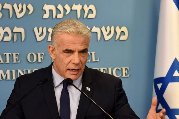 Israeli Prime Minister Yair Lapid speaks at a security briefing about Iran for the foreign press in Jerusalem, August 24, 2022.