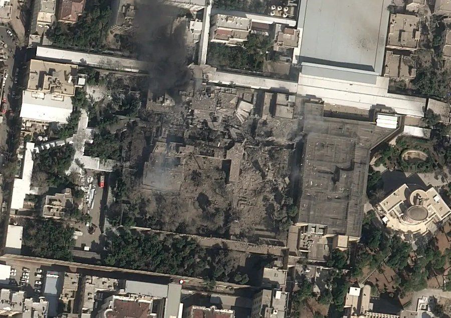 Satellite image of Supreme Leader Ali Khamenei's compound in Tehran after the February 28 strike
