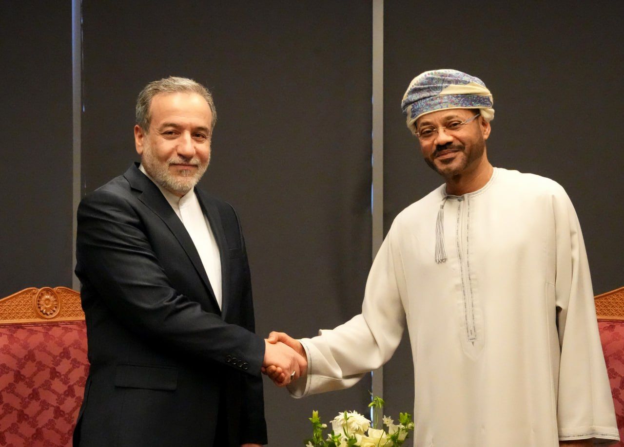 Iranian Foreign Minister Abbas Araghchi meets with Omani Foreign Minister Sayyid Badr Albusaidi in Muscat, Oman, April 12, 2025.