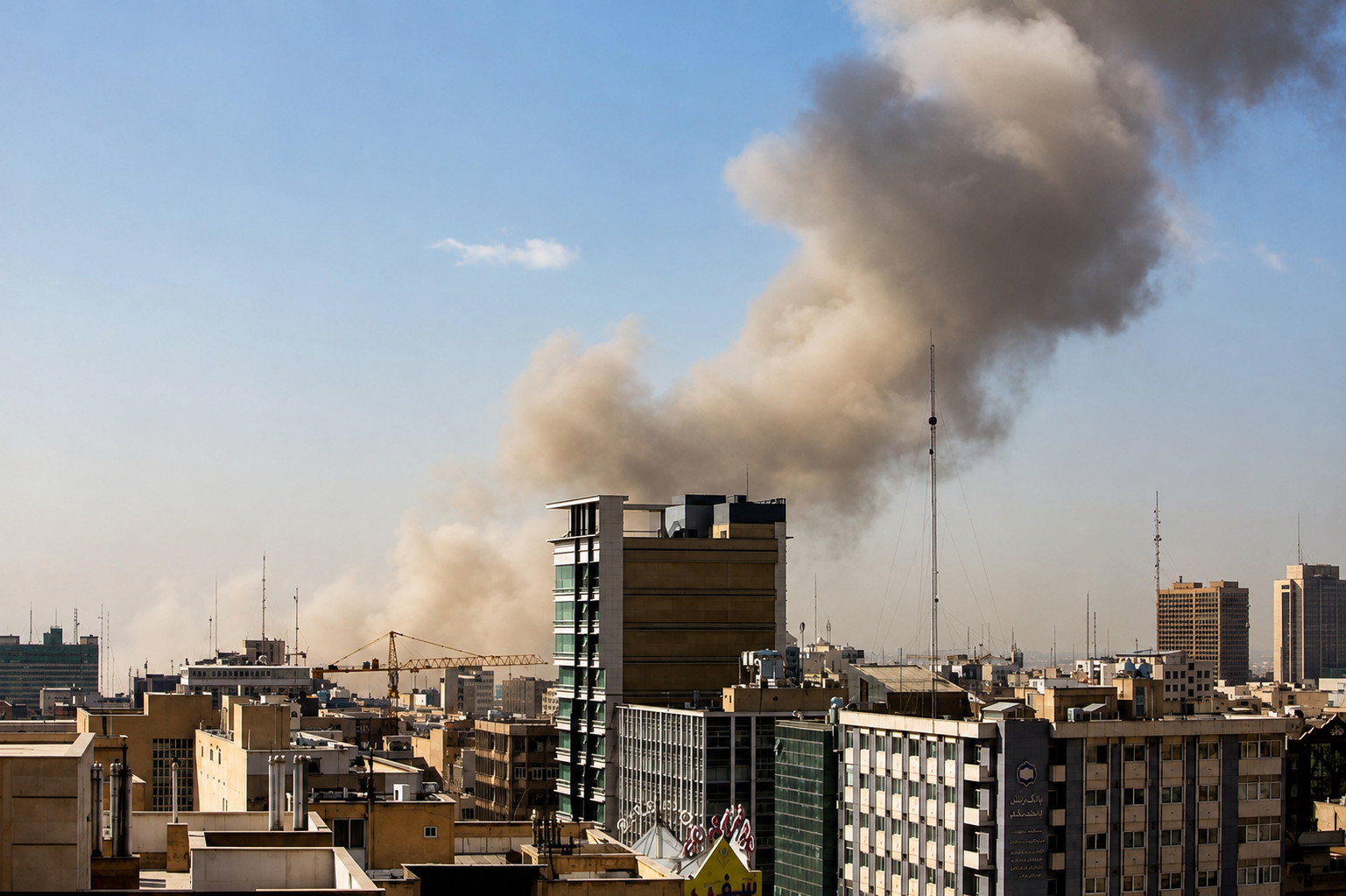 Smoke rises over Tehran following a strike during the 40-day war with the United States and Israel. (undated)