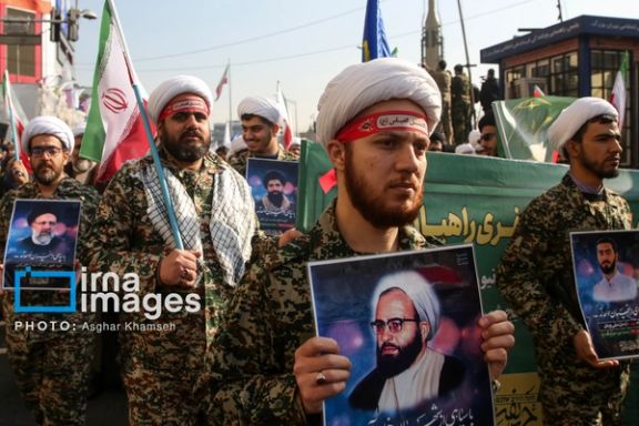 Afghans seen during the Tehran drills-parade on January 10, 2025