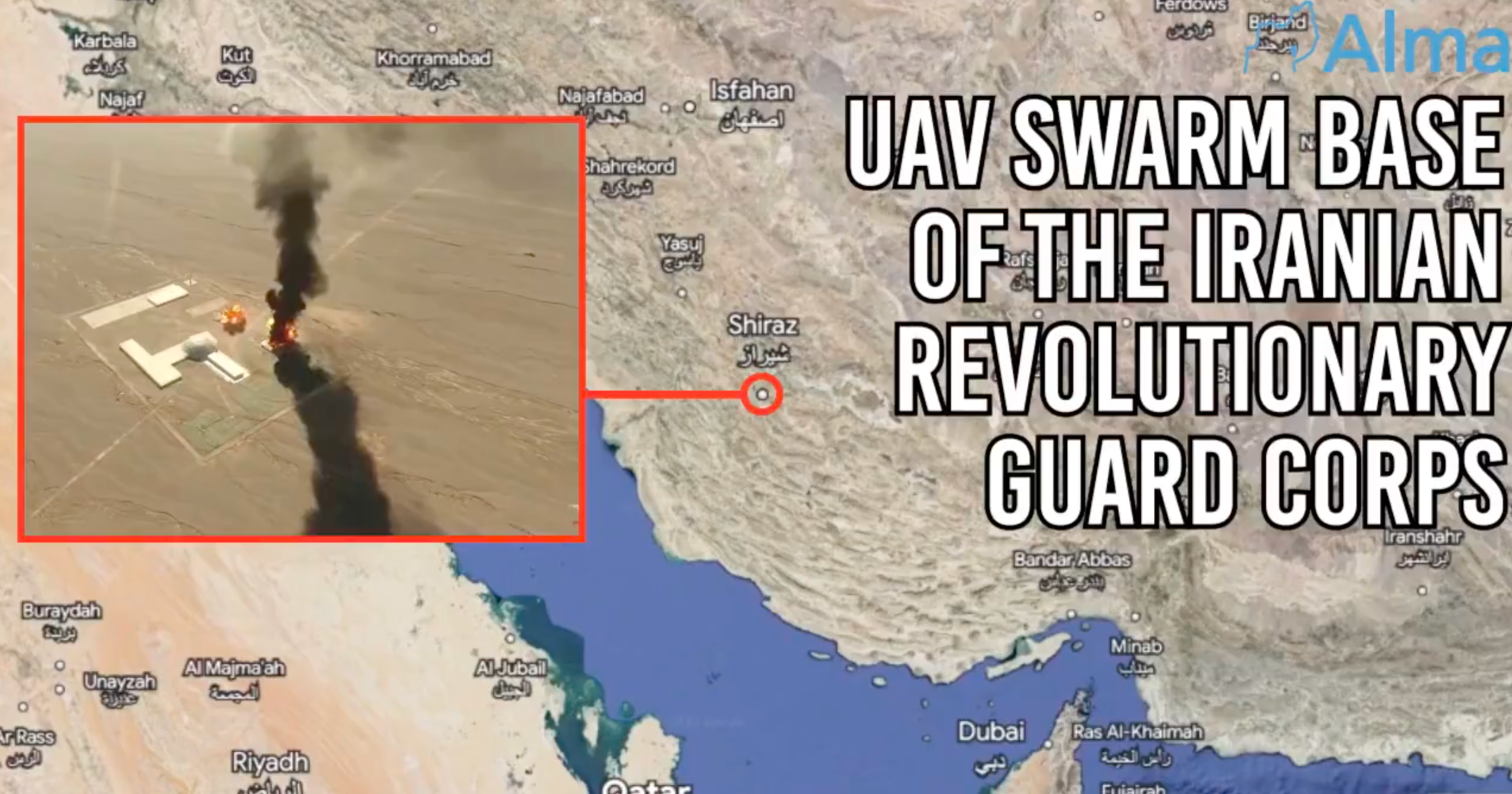 Screenshot from Alma video showing location of a secret underground drone base 