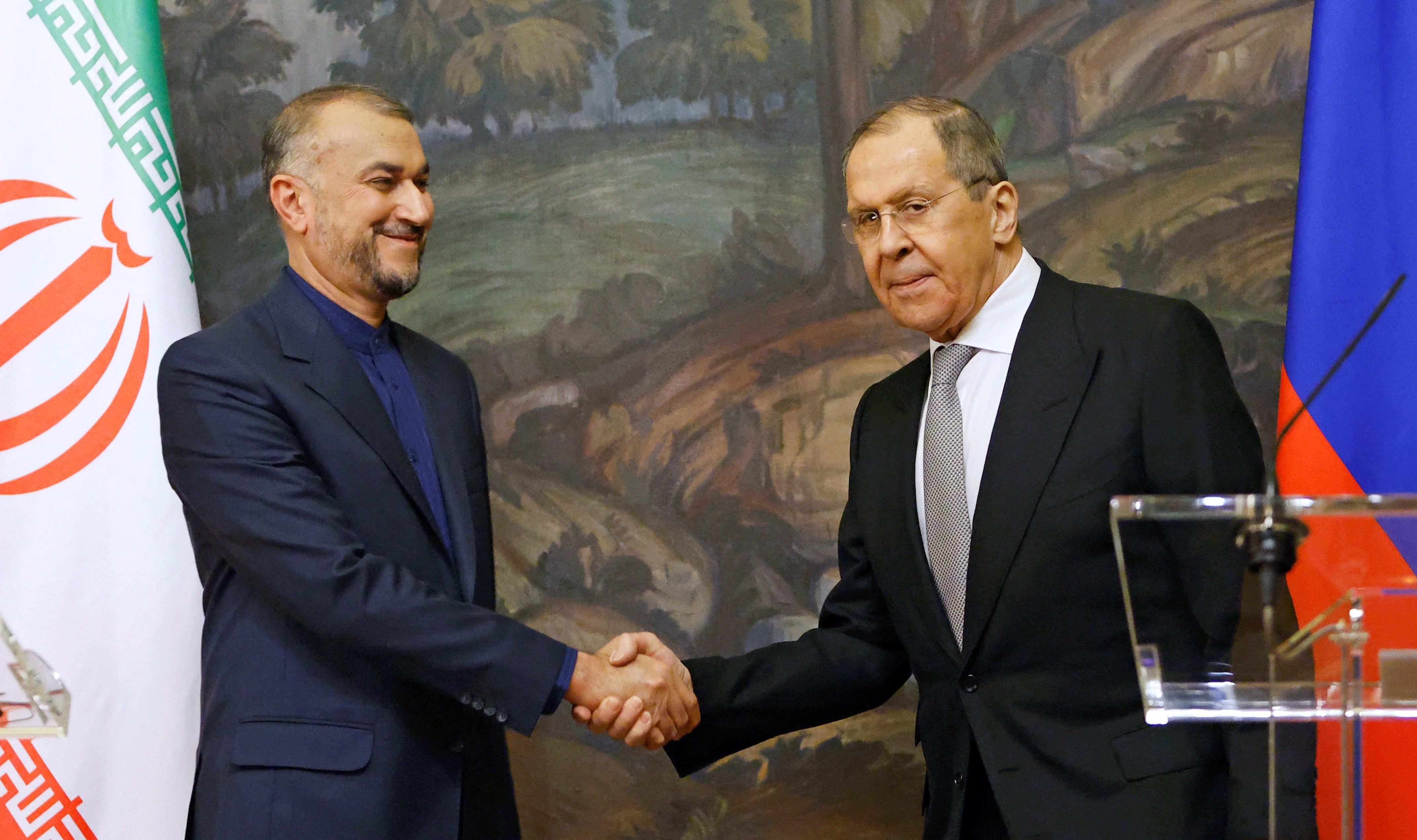 Russian and Iranian foreign ministers in Moscow on March 15, 2022