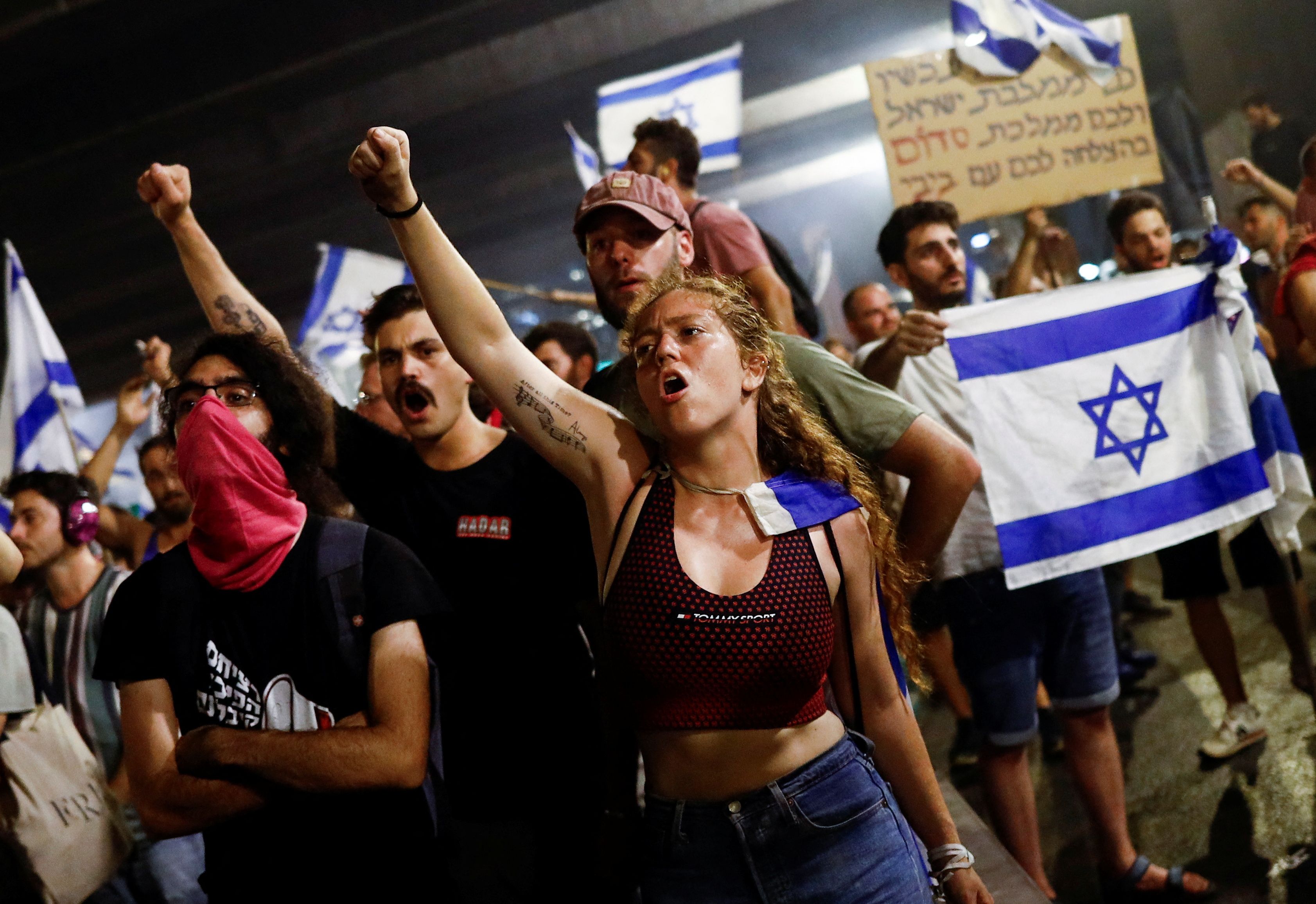 Protesters block Ayalon Highway during a demonstration following a parliament vote on a contested bill that limits Supreme Court powers to void some government decisions, in Tel Aviv, Israel July 25, 2023.