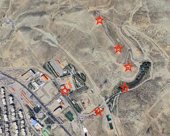 Probable missile impact area around Dokooh-eh Hall