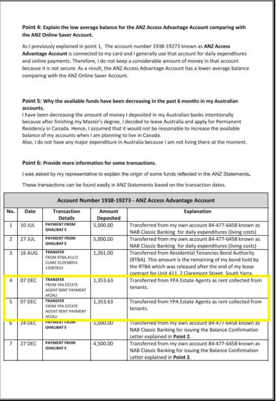 A sample page of the immigration documents of Es’hagh Ghalibaf, the son of Iran’s Parliament Speaker Mohammad Bagher Ghalibaf  