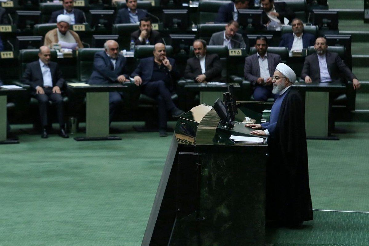 Former Iranian president Hassan Rouhani speaking during a parliamentary session in Tehran 