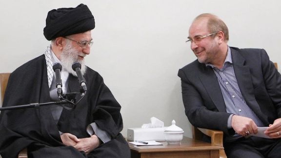 Iran’s ruler Ali Khamenei (left) and Parliament Speaker Mohammad Bagher Ghalibaf