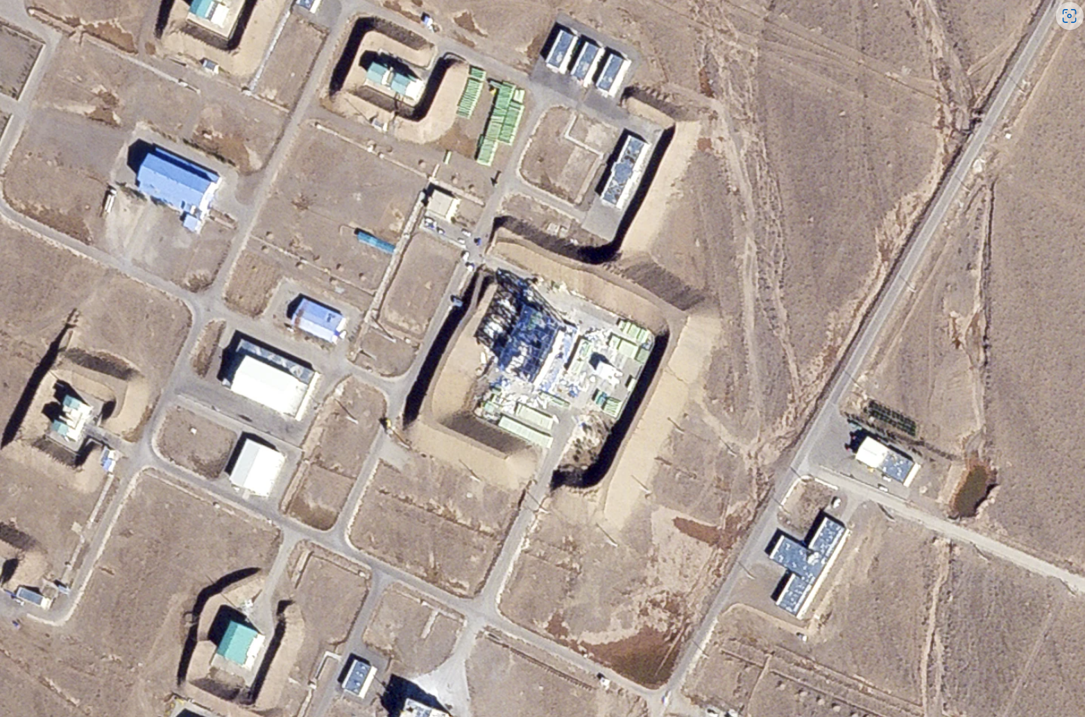 Satellite photo from Planet Labs PBC appears to show a damaged building at the Revolutionary Guards's Shahroud Space Centre in Semnan province in Iran. 