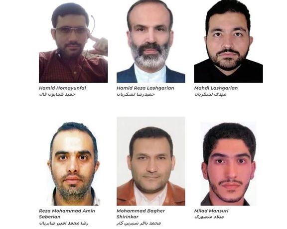 The US State Department released images of six Iranian hackers wanted in connection with cyberattacks on US infrastructure. (Undated)