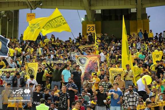 Fans at Esfahan's Naghsh-e-Jahan Stadium before a scheduled match between Saudi Arabia’s Al-Ittihad and Iran's Sepahan FC on October 2, 2023