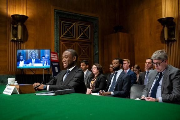 Deputy Secretary of the Treasury Adewale O. Adeyemo testifies during a Senate hearing on US sanctions, on Tuesday, April 9, 2024.