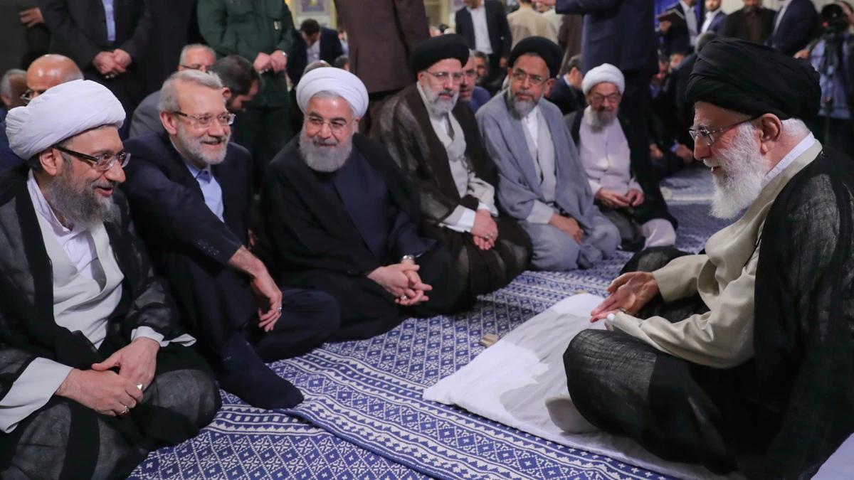Khamenei meeting with top government officials during Hassan Rouhani's presidency. Undated