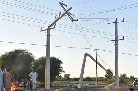 Power transmission lines in Kerman province. Undated