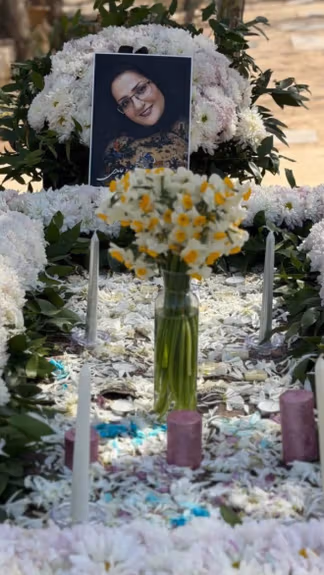 The grave of Arezoo Abedi during a memorial marking the fortieth day after her death