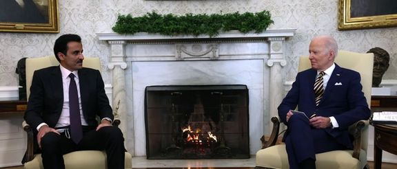 US President Joe Biden holds a bilateral meeting with Qatar's Emir Sheikh Tamim bin Hamad Al Thani in the Oval Office at the White House in Washington, January 31, 2022