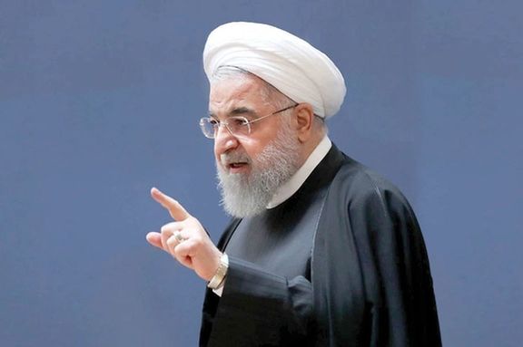 Former Iranian president Hassan Rouhani speaking on May 8, 2022