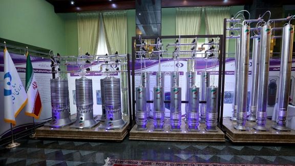 A photo released by Iran showing different types of uranium enriching centrifuges. April 10, 2021