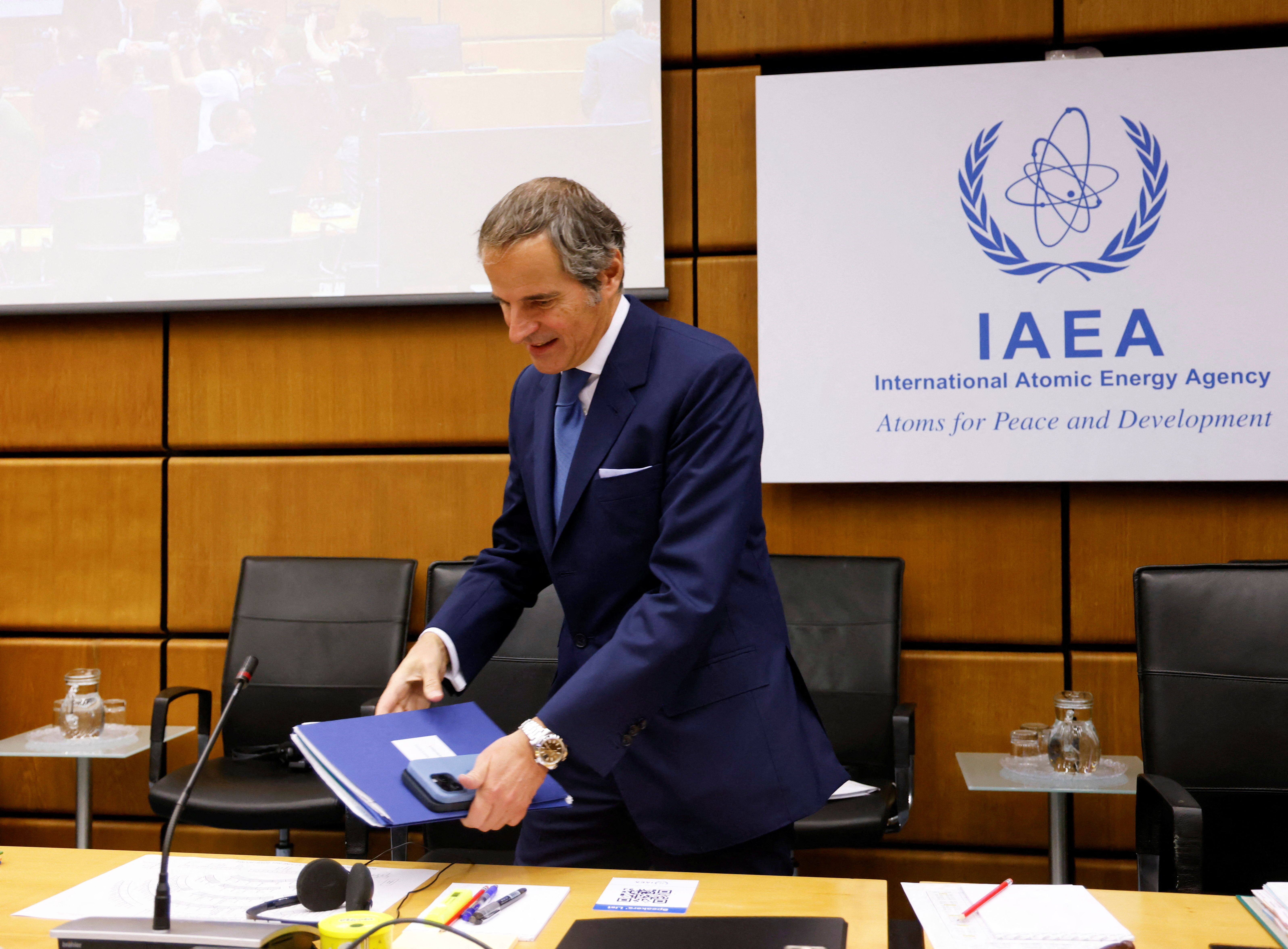 رافائل گروسی، مدیرکل آژانس بین‌المللی انرژی اتمی در نشست شورای حکام، وین اتریش، ۱۴ خرداد 