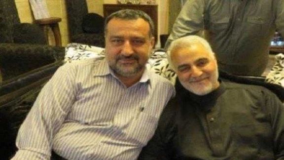 IRGC member Razi Mousavi (left) and IRGC-Quds Force commander Qassem Soleimani