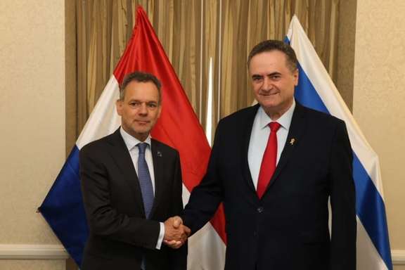 Israeli FM Israel Katz and Dutch FM Caspar Veldkamp