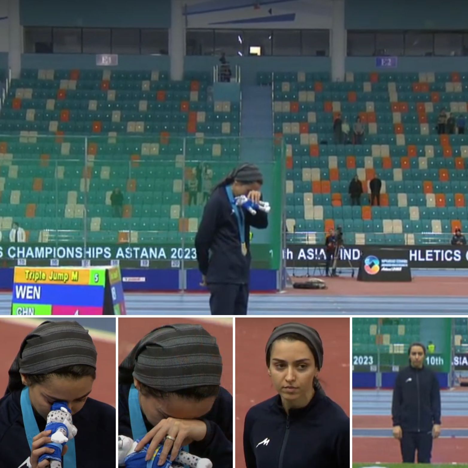 فرزانه فصیحی، قهرمان شد، بدون پرچم جمهوری اسلامی روی سکو رفت، گریه کرد، اما سرود نخواند