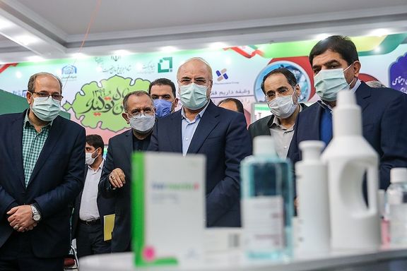 Parliament Speaker Ghalibaf visiting Brakat to promote the image of the company as a pharmaceutical producer.