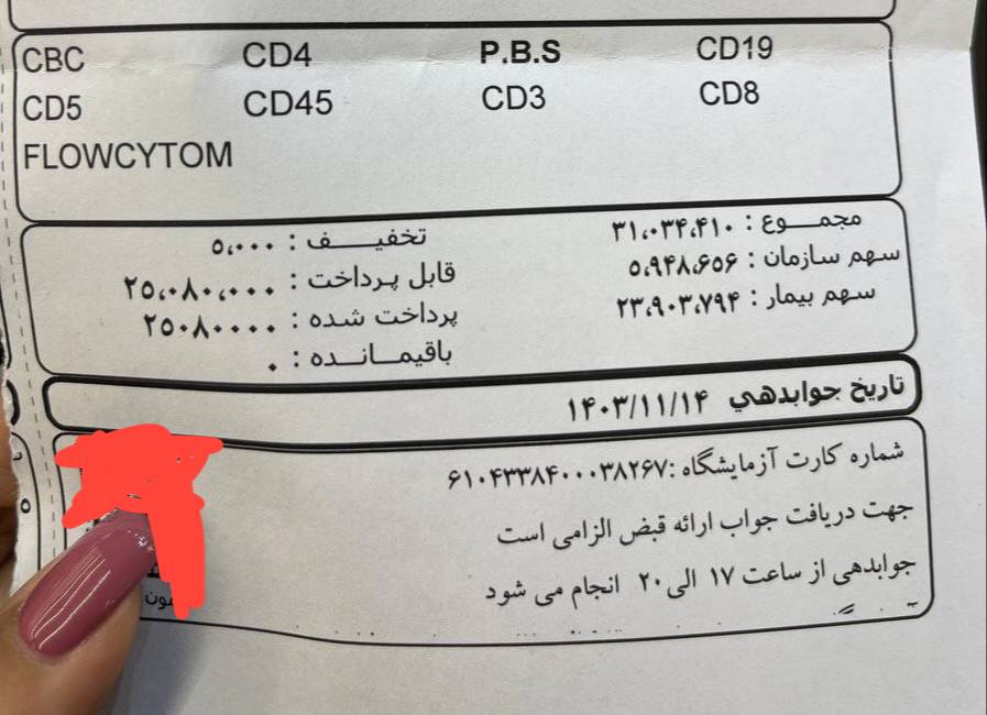 با وجود بیمه تکمیلی، حدود ۸۰ درصد هزینه آزمایش‌ها از بیماران دریافت می‌شود