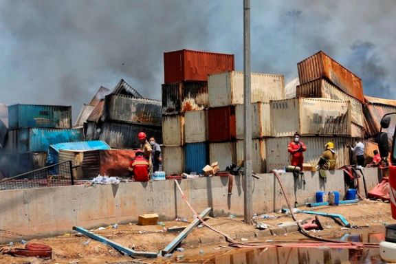 Smoke rises following an explosion at the Shahid Rajaee port in Bandar Abbas, Iran, April 27, 2025.