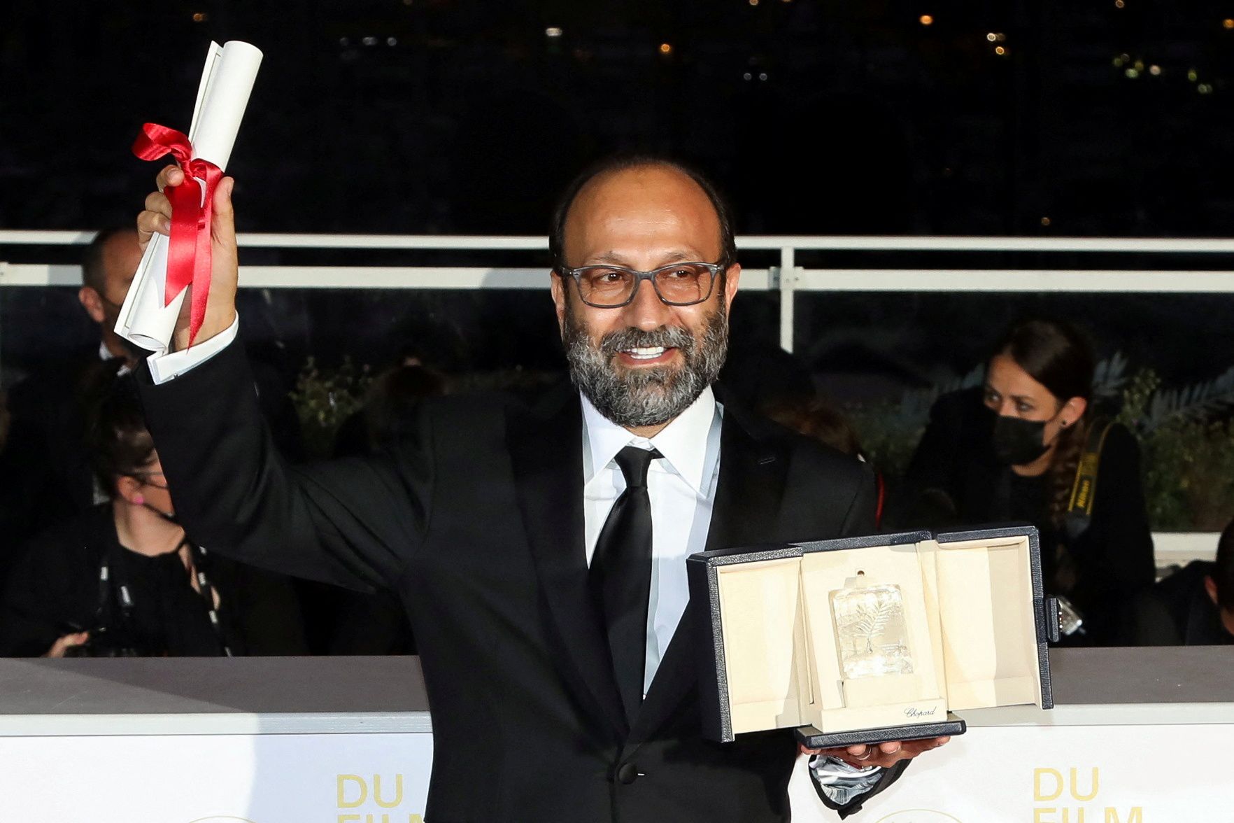 Asghar Farhadi receiving the Cannes Film Festival award. July 18, 2021