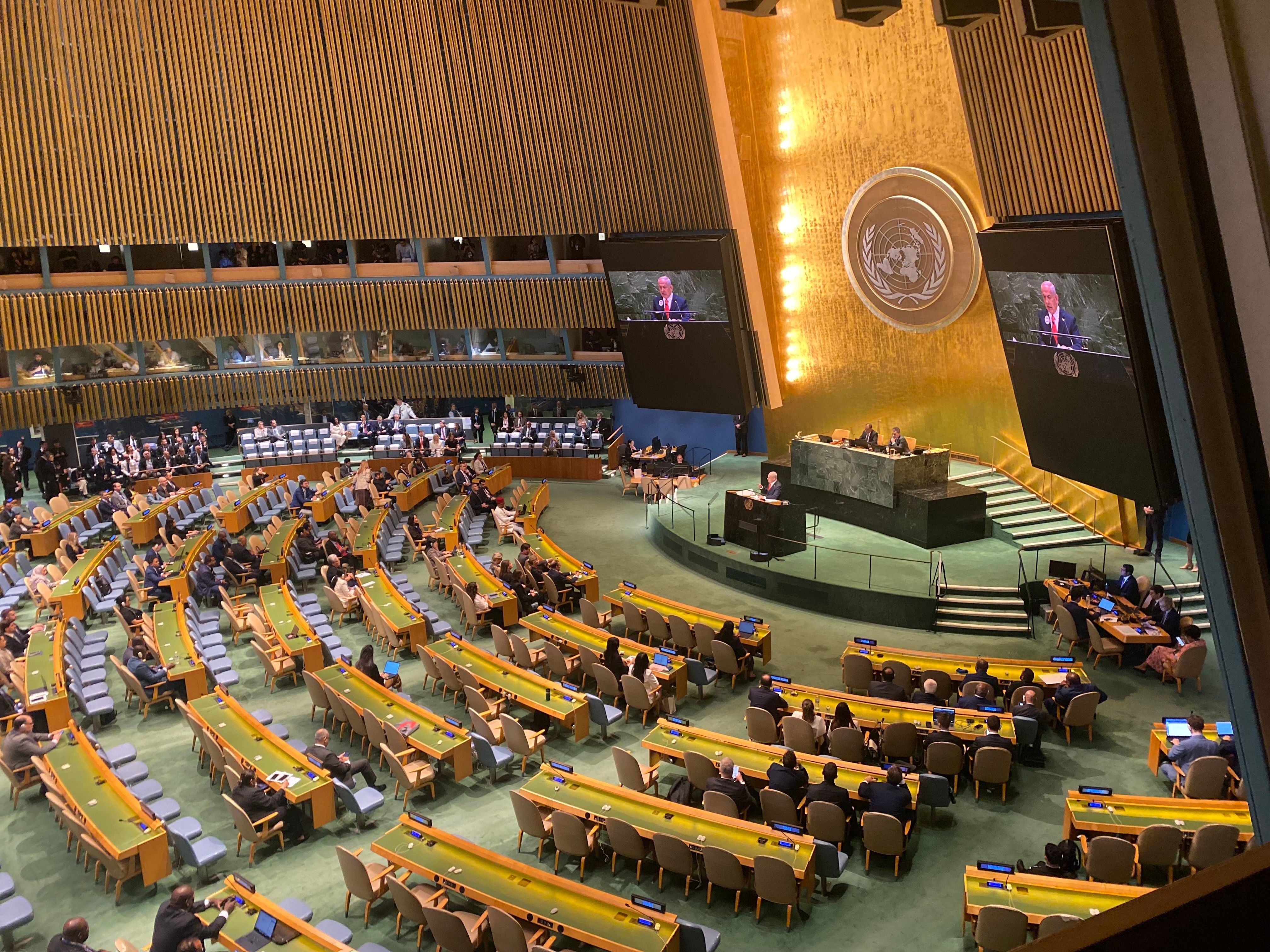 Many diplomats walked out as Netanyahu started his speech at the UN General Assembly