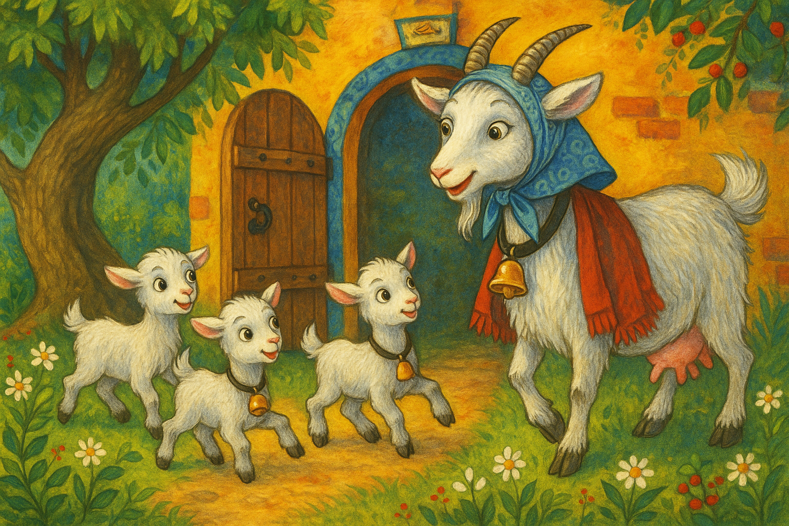 تصویری از داستان عامیانه «بز زنگوله‌پا»