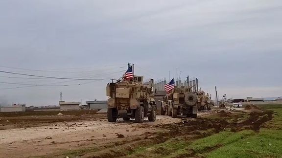 A convoy of US military vehicles near Qamishli, Syria, February 2020