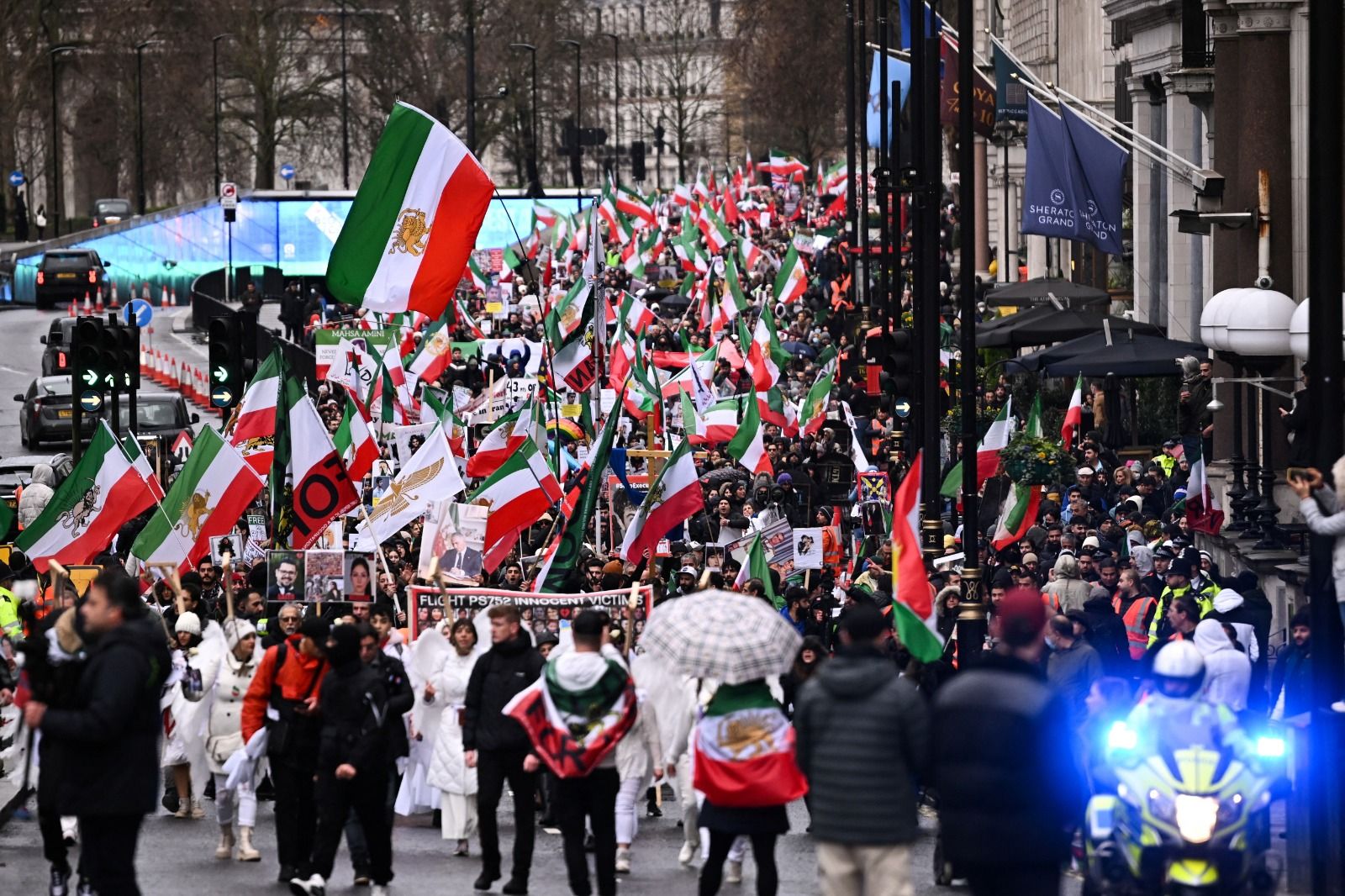 Iranian protesters in London on January 8, 2023 