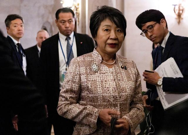  Japanese Foreign Minister Yoko Kamikawa arrives to a meeting with Secretary of State Antony Blinken, September 18, 2023, in New York.