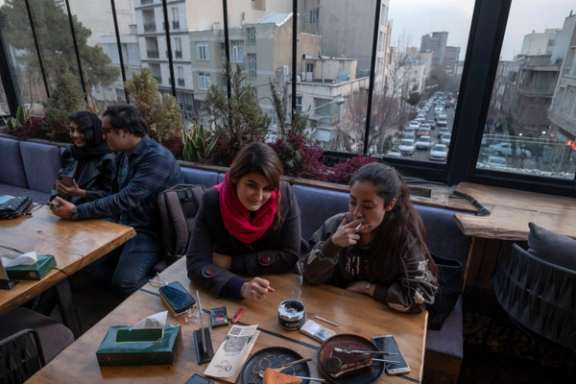 Young women without hijab in Tehran during the period of anti-regime protests. January 2023