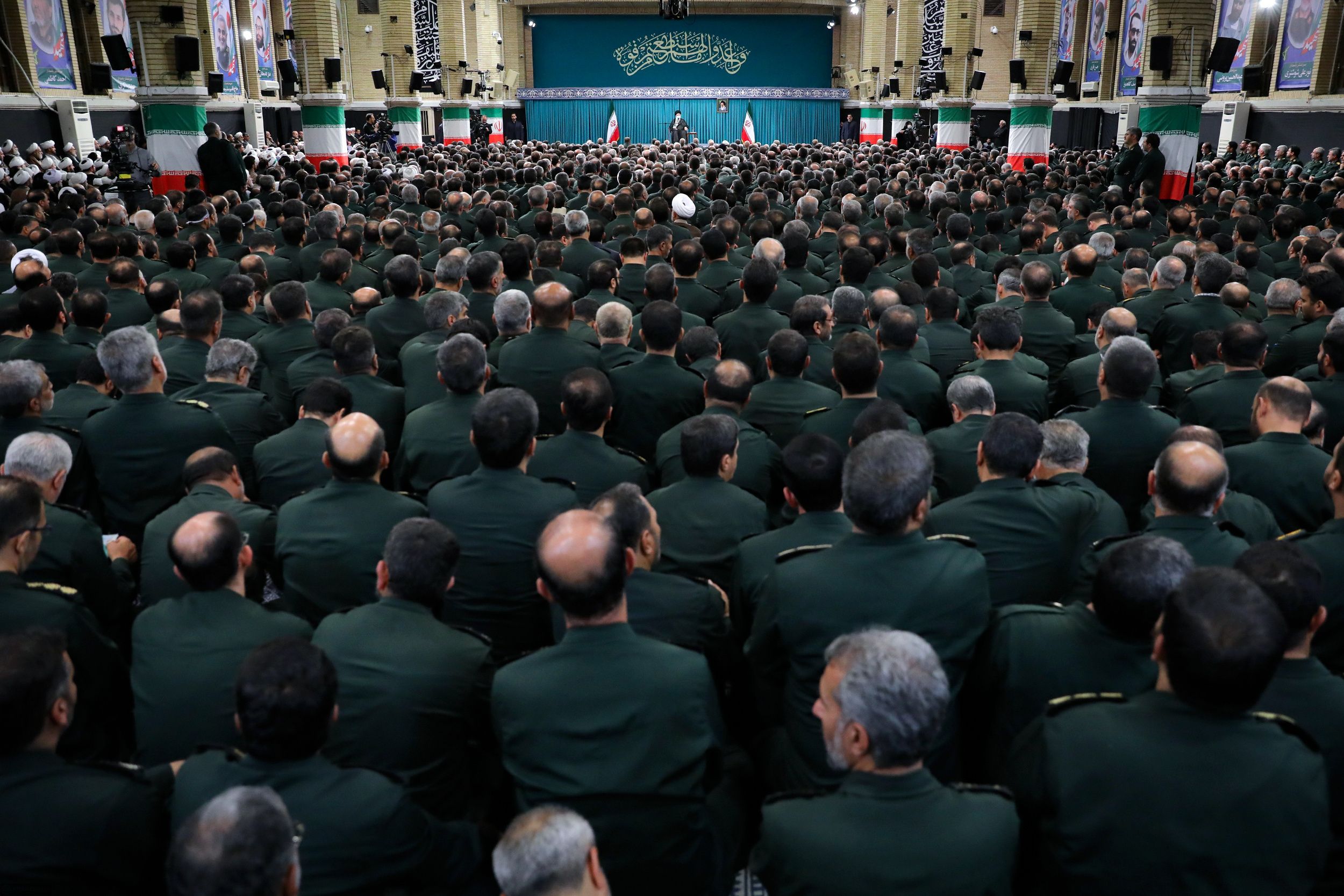 Iran’s ruler Ali Khamenei during a meeting with the Supreme Assembly of Commanders of Iran's Revolutionary Guards in Tehran on August 17, 2023  