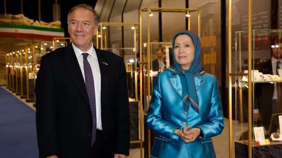 Former US Secretary of State Mike Pompeo visiting the MeK leader Maryam Rajavi in Albania in May 2022