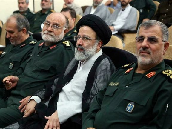 Iran's president Ebrahim Raisi with commanders of IRGC. Undated