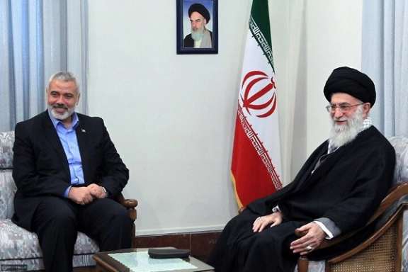 Hamas Leader Ismail Haniyeh and Iran's Supreme Leader Ali Khamenei in a meeting in Tehran