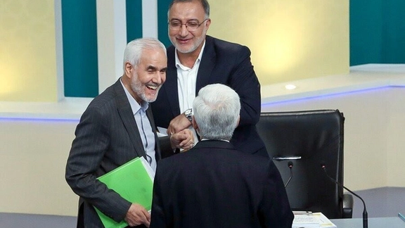 خوشوبش کاندیداهای به ظاهر مخالف در پشتصحنه مناظره انتخاباتی